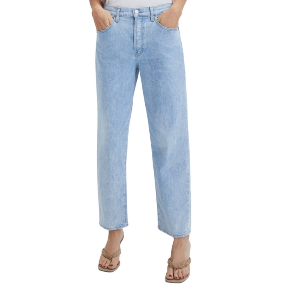 Veronica Beard Blake Classic Straight High Rise Jeans In Light Wash Blue